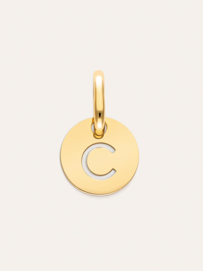 Charm Mini Medallion Letter Acero Baño Oro