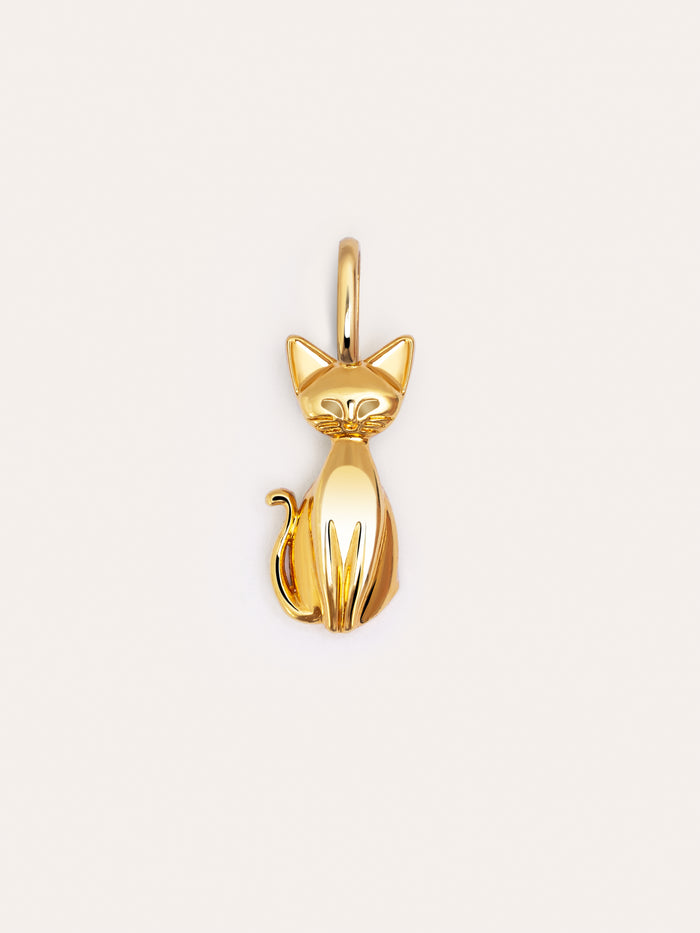 Charm Salem Gato Enamel Black Baño Oro