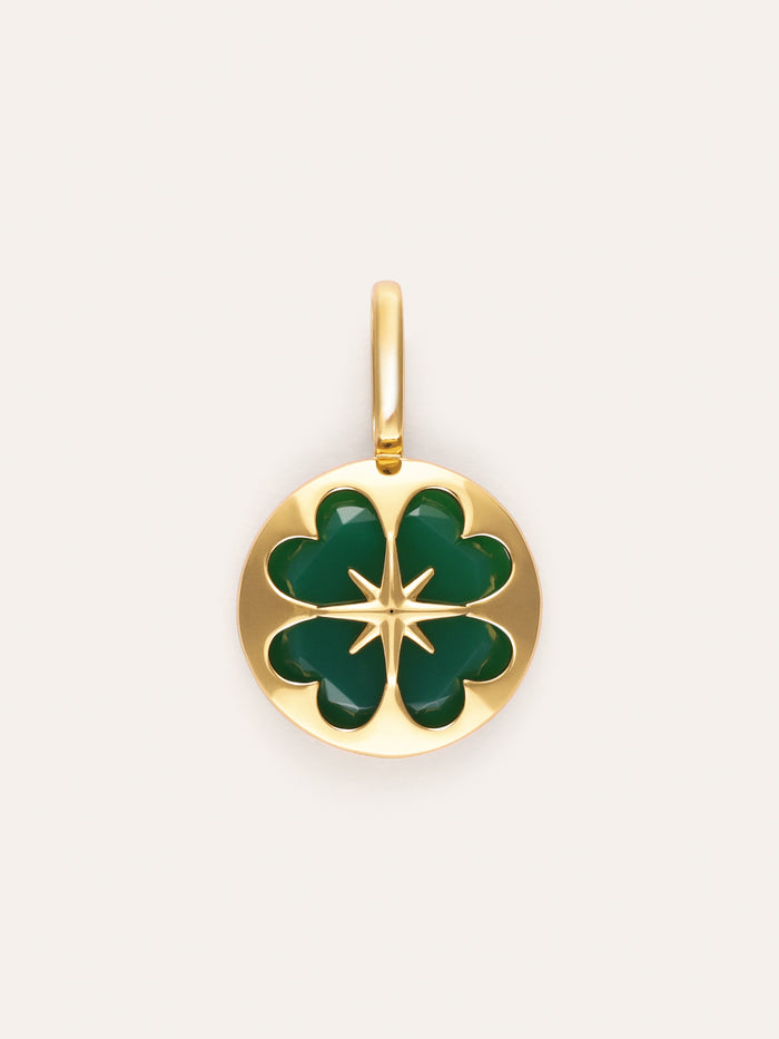 Charm Trébol Ágata Stone Baño Oro