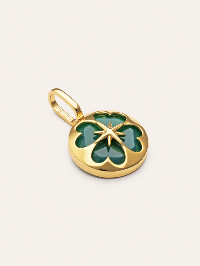 Charm Trébol Ágata Stone Baño Oro
