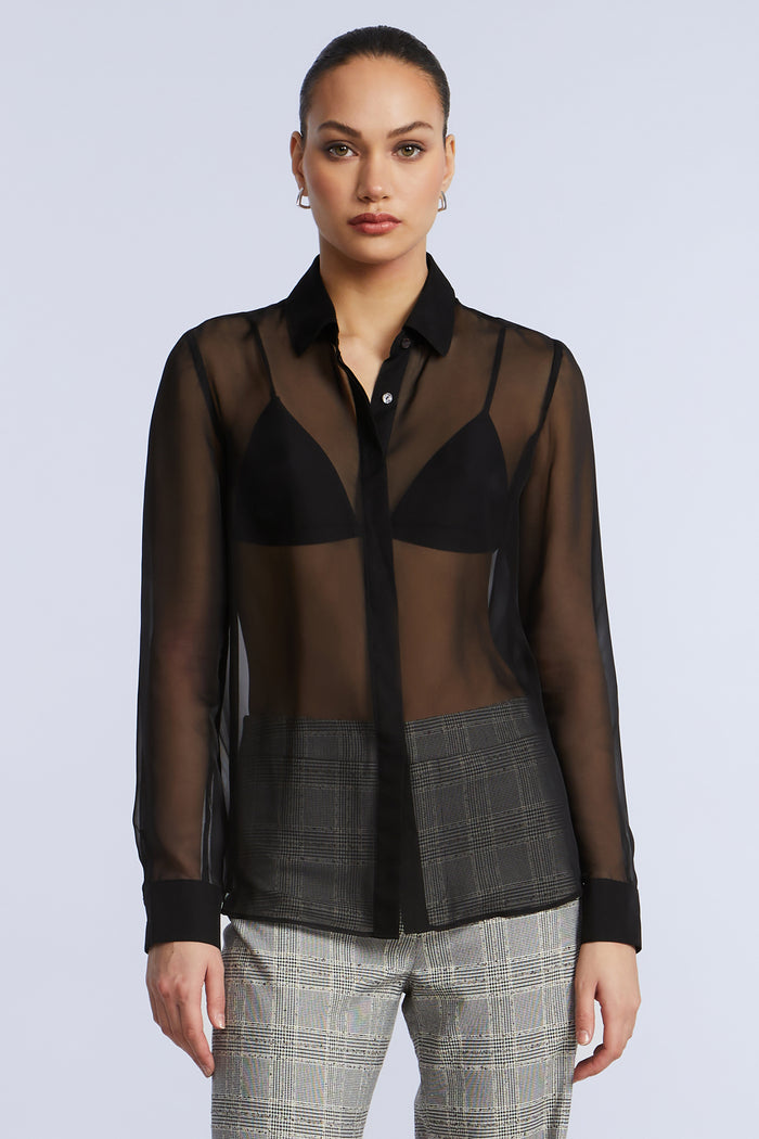 Chiffon Button Down