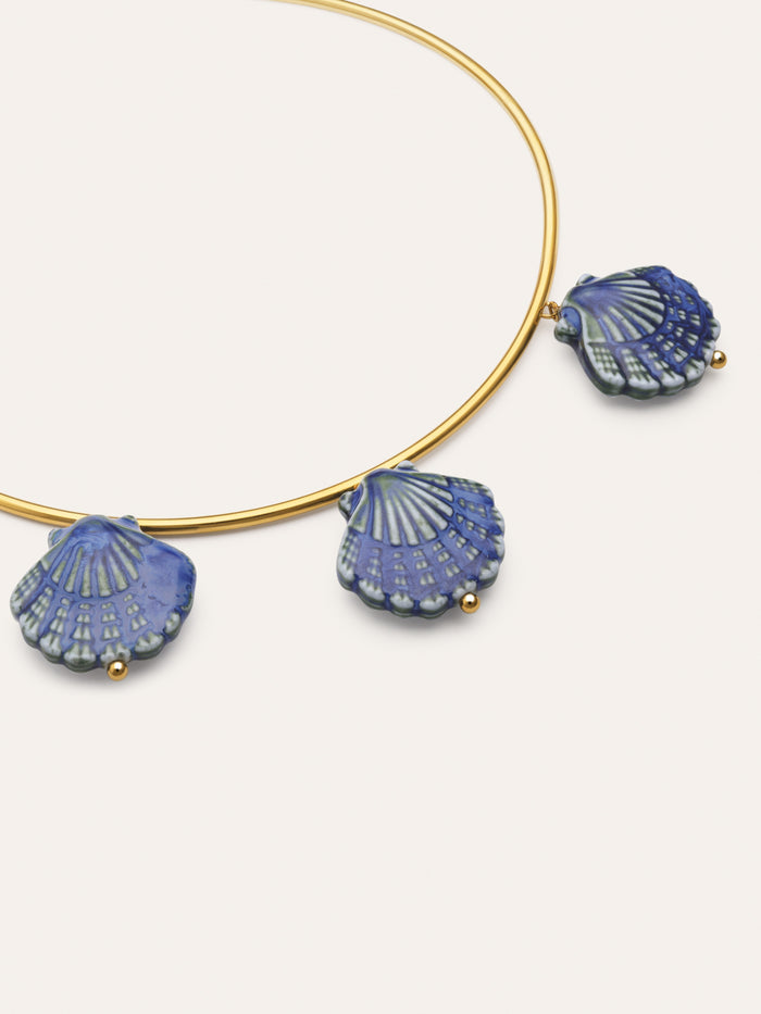 Choker Shelly Blue Acero Baño Oro