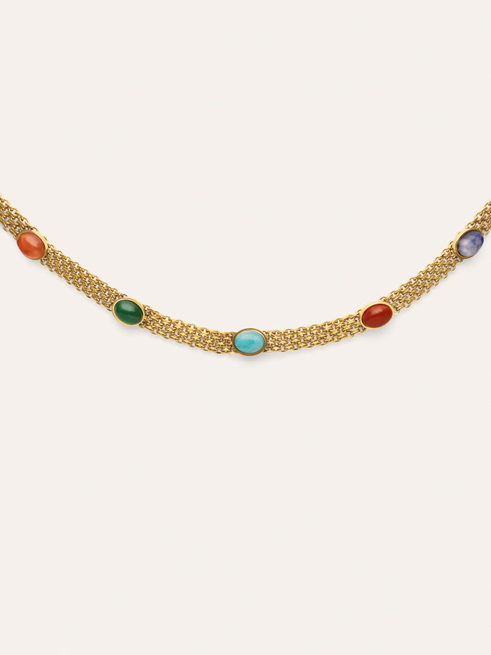 Choker Tape Stones Acero Baño Oro