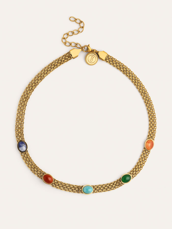 Choker Tape Stones Acero Baño Oro