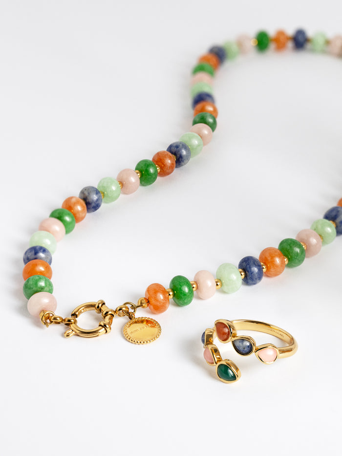 Collar Alpine Stones Acero Baño Oro