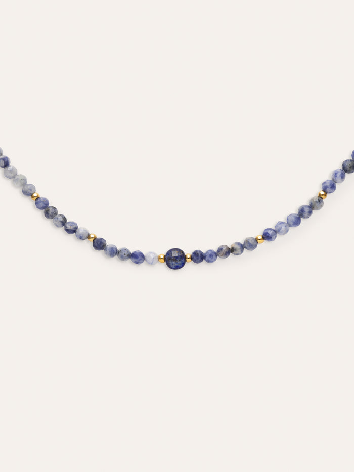 Collar Amulet Cianita Acero Baño Oro