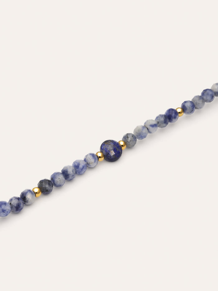 Collar Amulet Cianita Acero Baño Oro