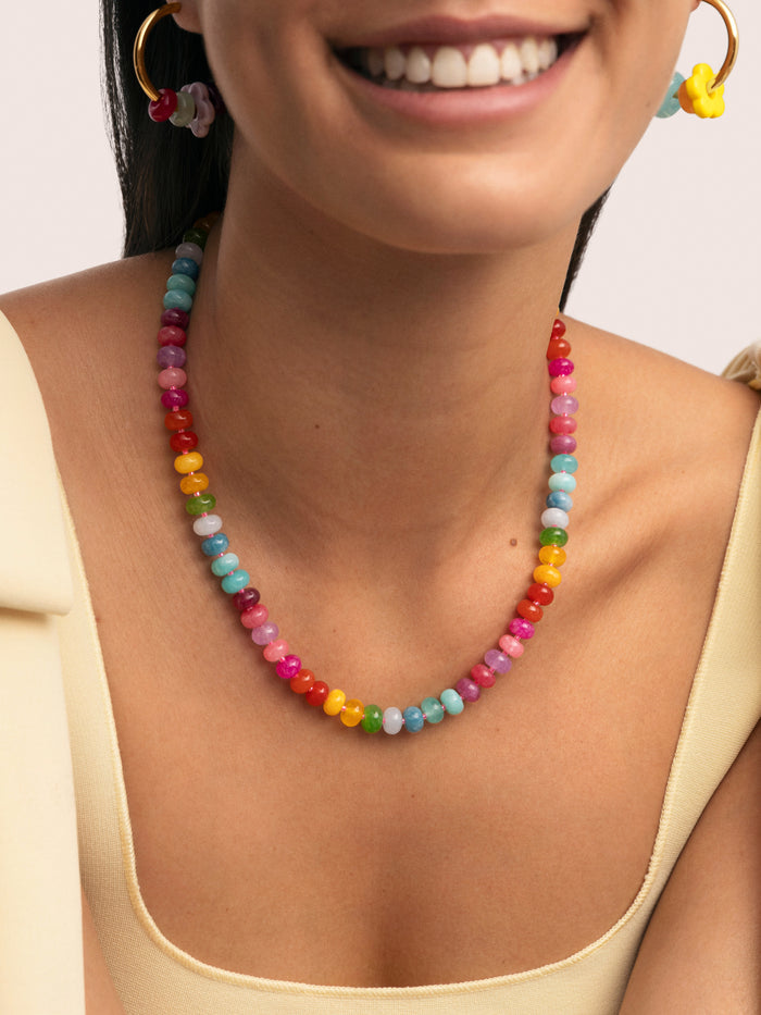 Collar Bloom Stones Acero Baño Oro