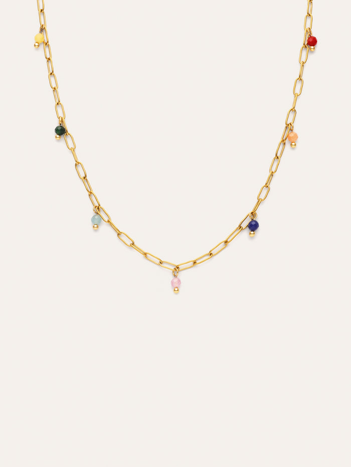 Collar Chic Dancing Stones Acero Baño Oro