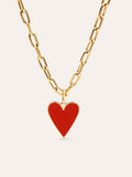 Collar Chic Lovely Heart Red Acero Baño Oro