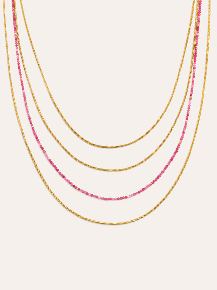 Collar Cleopatra Pink Acero Baño Oro