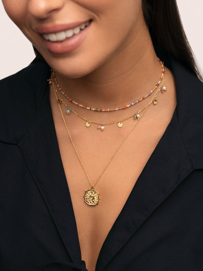 Collar Crystal Summer Acero Baño Oro