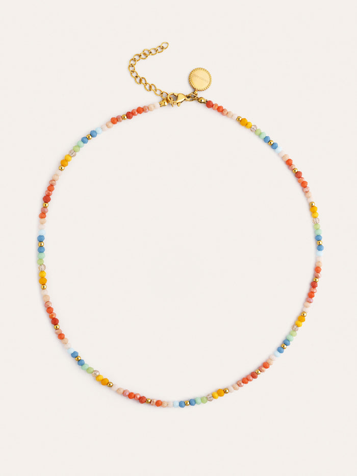 Collar Crystals Pastel Acero Baño Oro