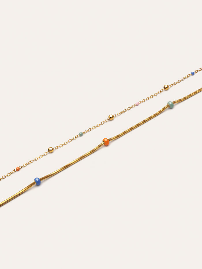 Collar Doble Carla Enamel Acero Baño Oro