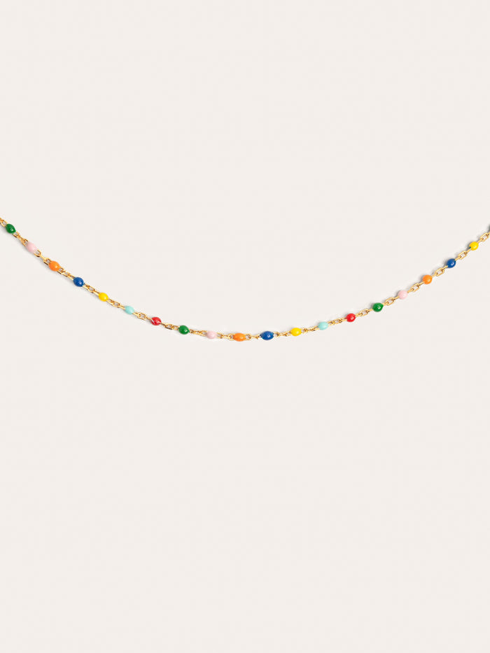 Collar Dots Colors Enamel Plata Baño Oro