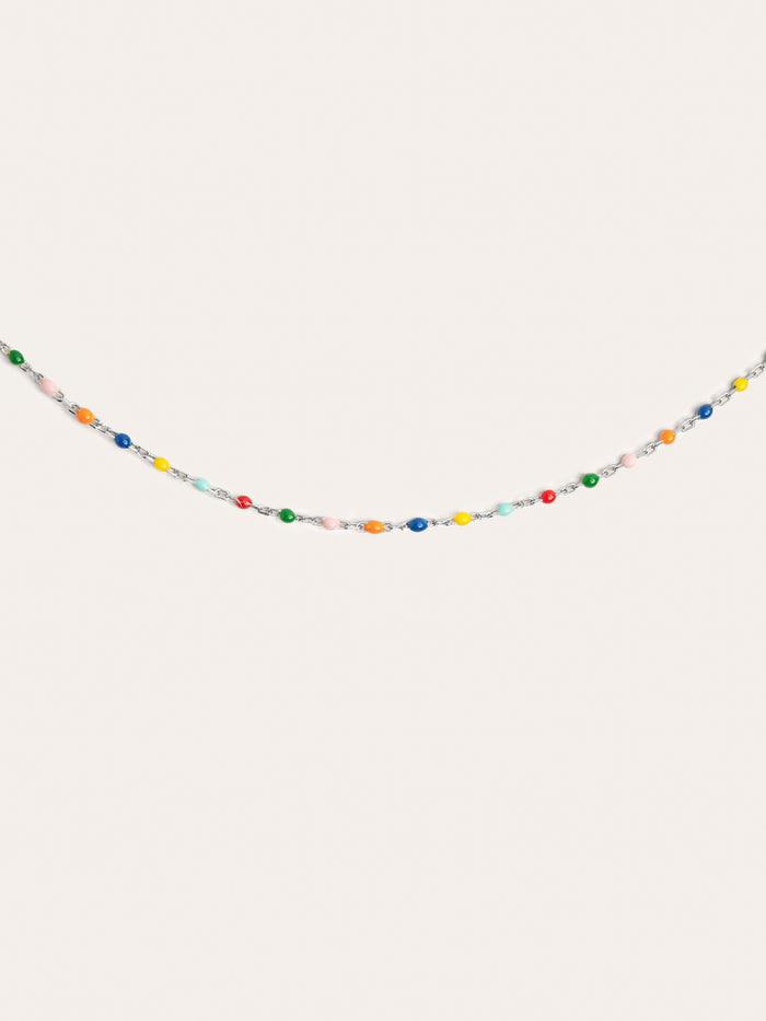 Collar Dots Colors Enamel Plata