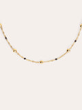 Collar Dots L Black Enamel Acero Baño Oro