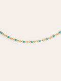 Collar Dots Turquoise Enamel Plata Baño Oro