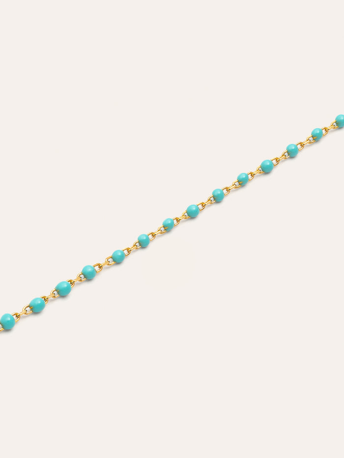 Collar Dots Turquoise Enamel Plata Baño Oro
