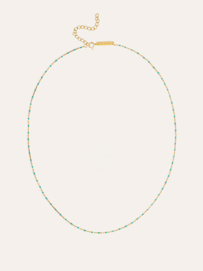 Collar Dots Turquoise Enamel Plata Baño Oro