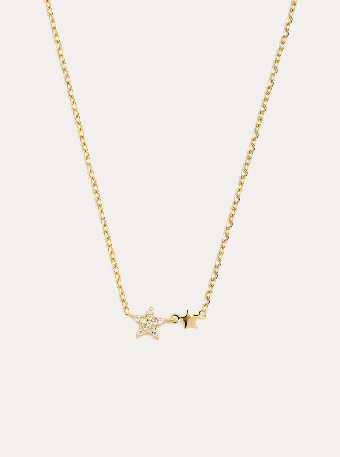 Collar Duo Stars Plata Baño Oro