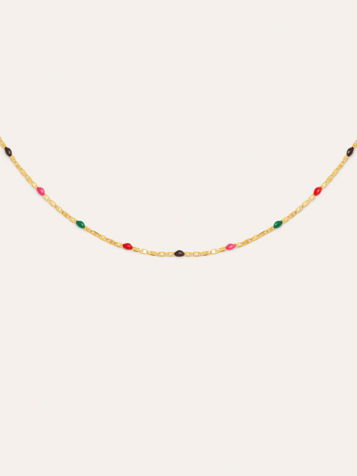 Collar Fine Enamel Miel Baño Oro