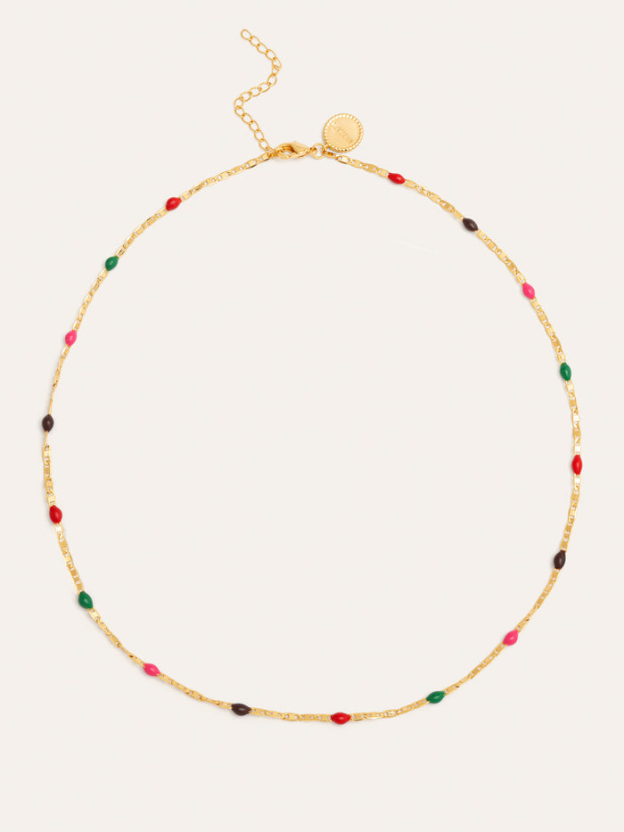 Collar Fine Enamel Miel Baño Oro