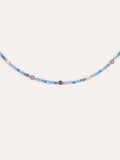 Collar Glam Azul Acero Baño Oro
