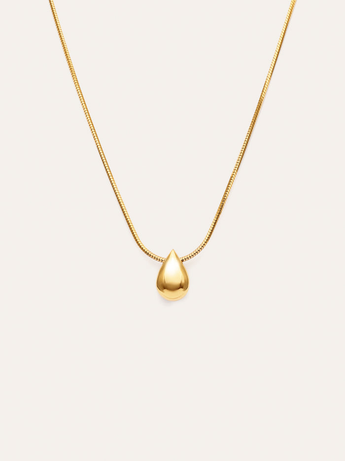 Collar Gota Drop Acero Baño Oro