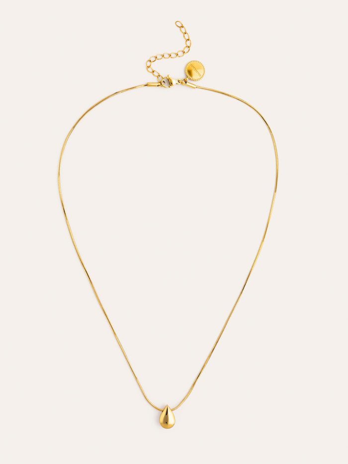 Collar Gota Drop Acero Baño Oro