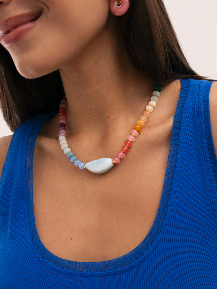 Collar Gummy Stones Acero Baño Oro
