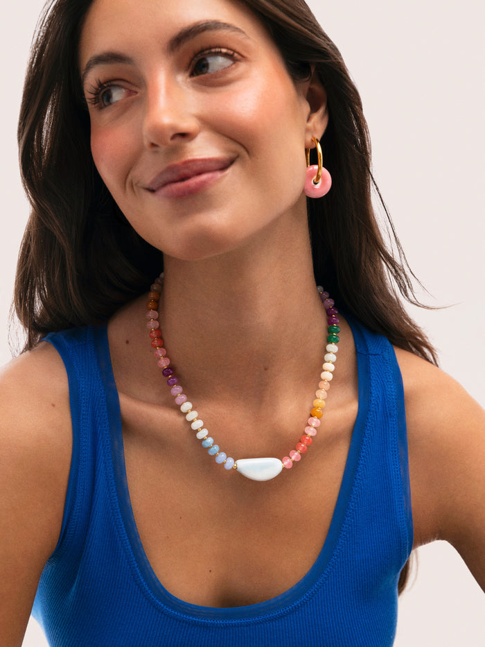 Collar Gummy Stones Acero Baño Oro