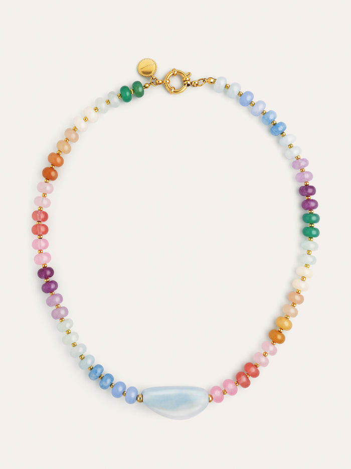 Collar Gummy Stones Acero Baño Oro
