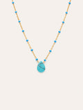 Collar Hydra Azul Acero Baño Oro