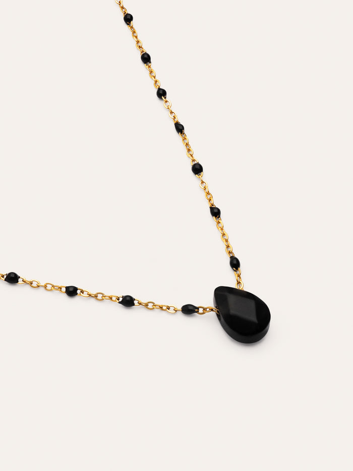 Collar Hydra Negro Acero Baño Oro