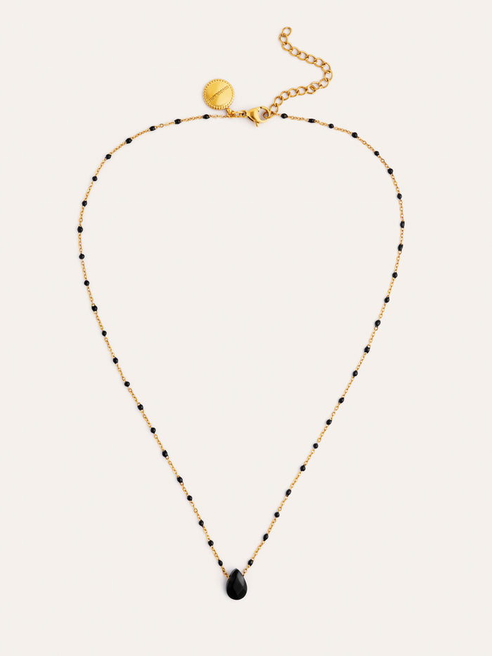 Collar Hydra Negro Acero Baño Oro