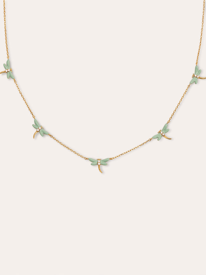 Collar Libélula Baño Oro