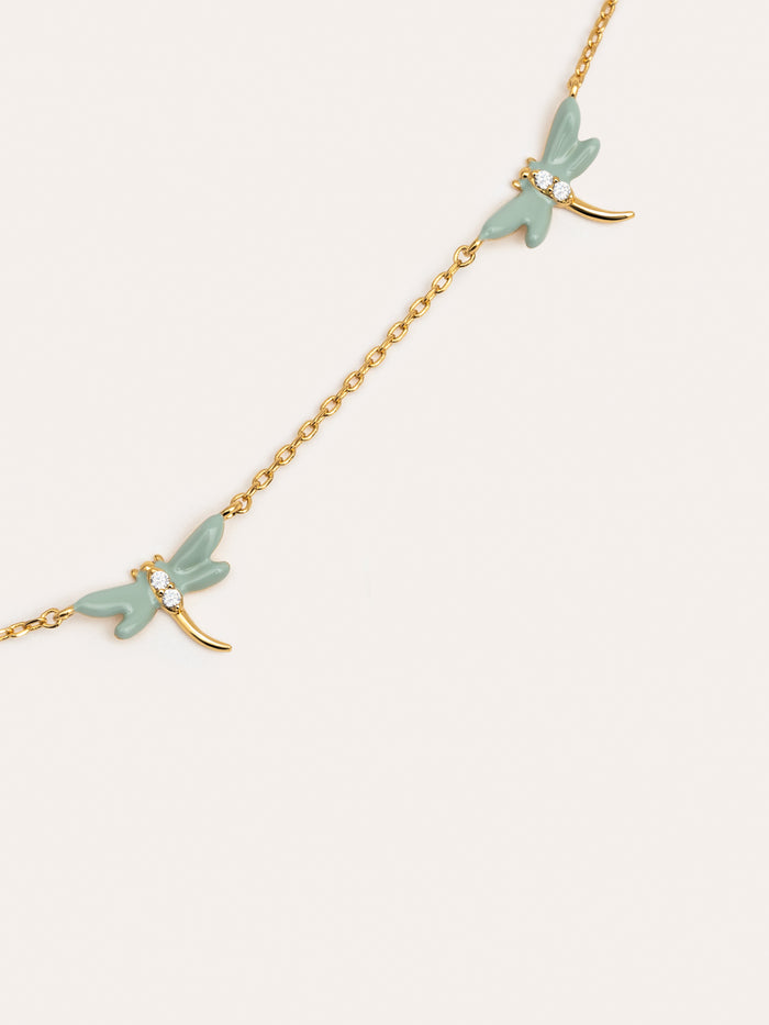 Collar Libélula Baño Oro