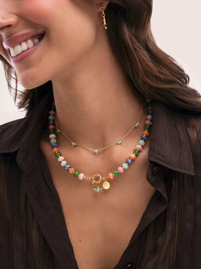 Collar Libélula Baño Oro