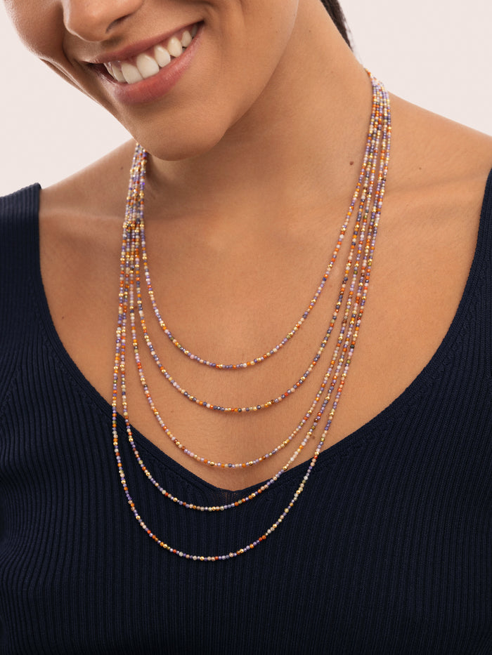 Collar Long Crystals Cleopatra Acero Baño Oro
