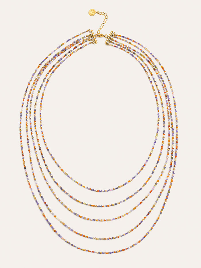 Collar Long Crystals Cleopatra Acero Baño Oro