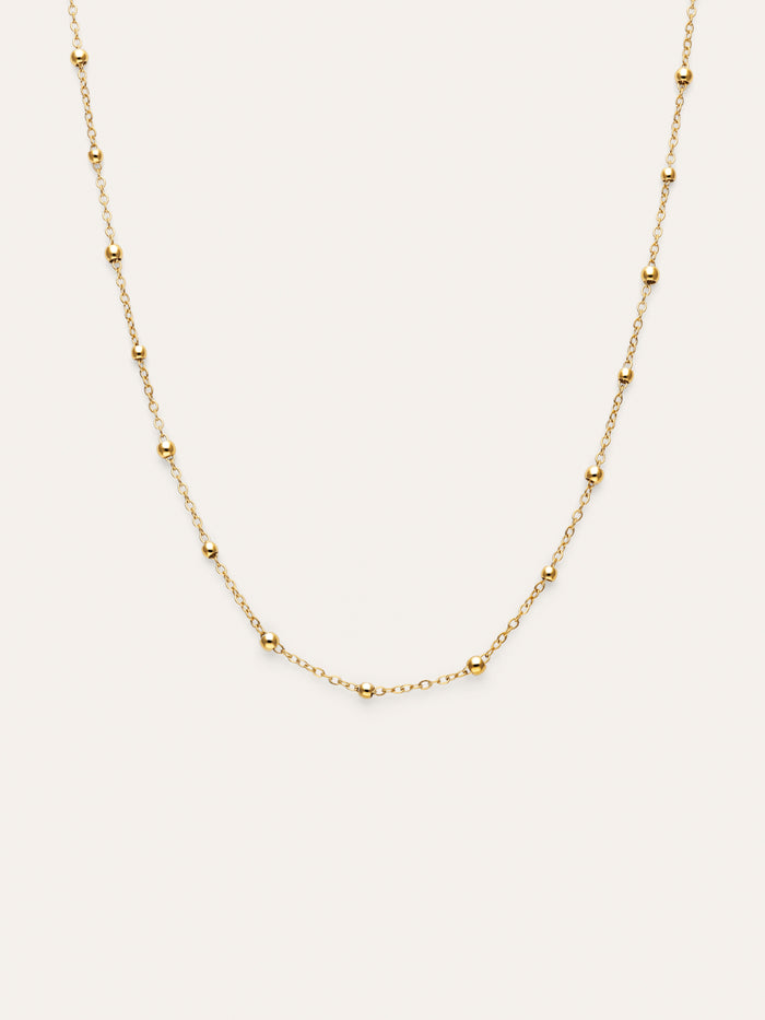 Collar Long Dots Acero Baño Oro