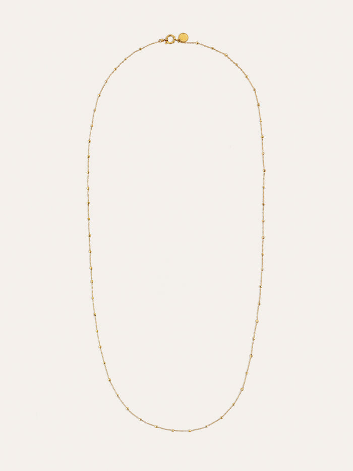 Collar Long Dots Acero Baño Oro