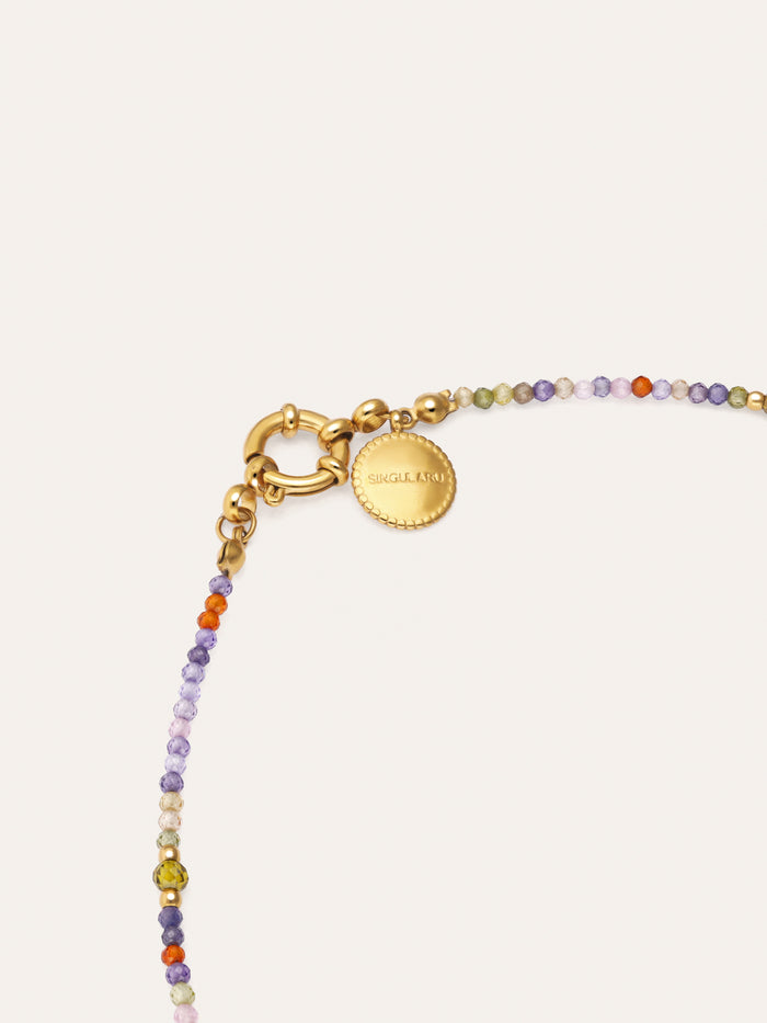 Collar Long Full Crystal Summer Acero Baño Oro