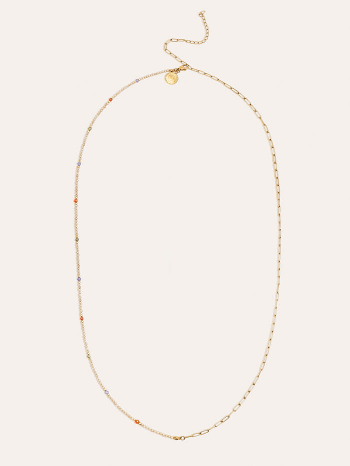 Collar Long Glam Acero Baño Oro