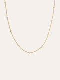 Collar Long Pearl Dots Acero Baño Oro