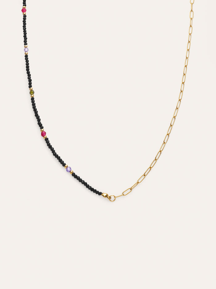 Collar Long Winter Glam Acero Baño Oro
