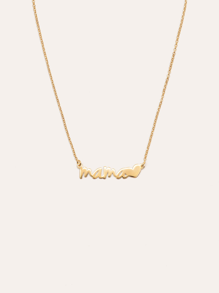 Collar Mamá Heart Plata Baño Oro