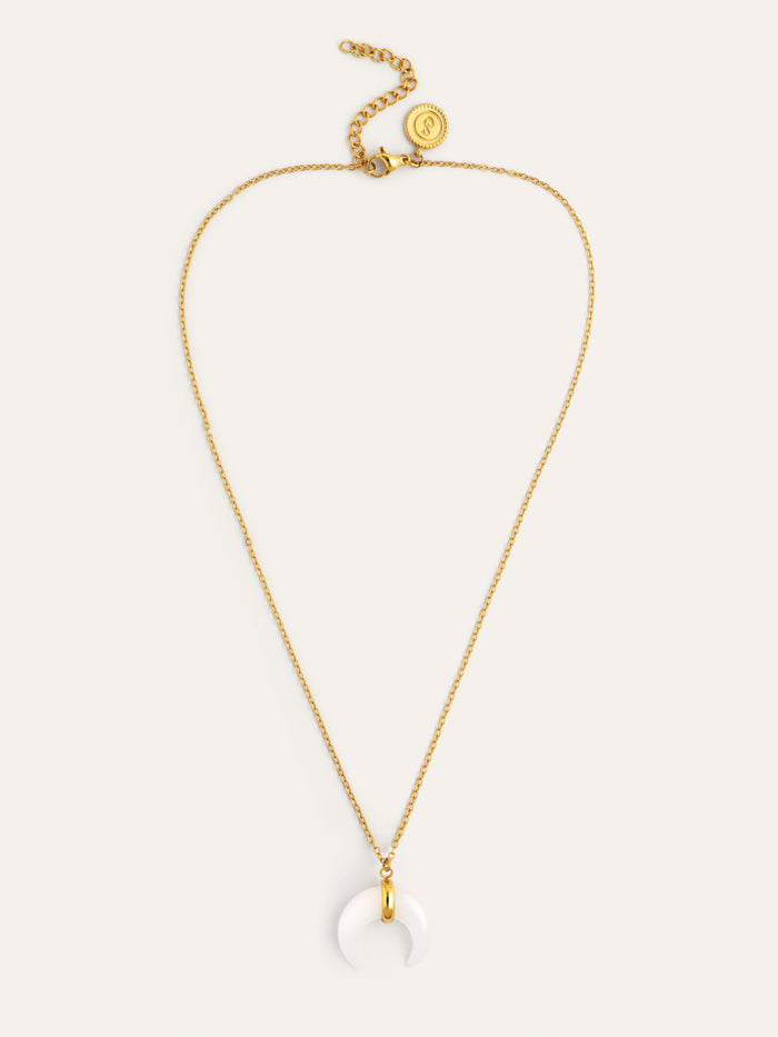 Collar Mini Moon Blanco Acero Baño Oro