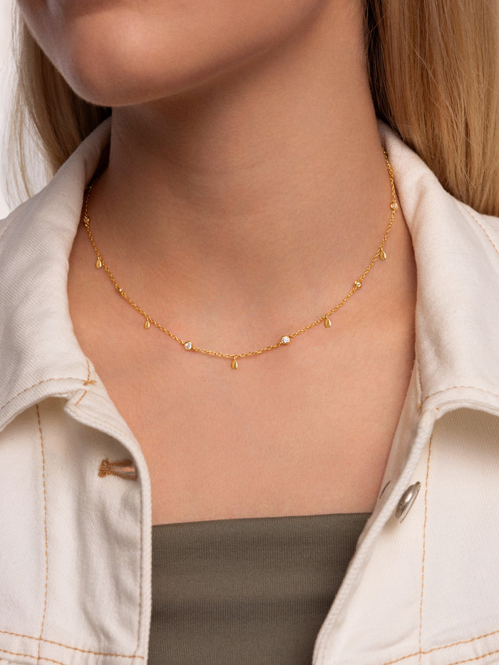 Collar Mini Spark Drop Baño Oro
